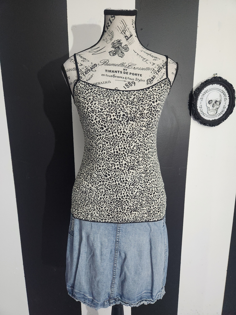 Jockey Leopard Print Spaghetti Strap Camisole - Black & Cream